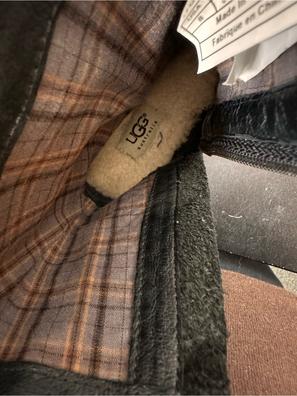 UGG Women's Black and Brown Mid-Calf Leather Boot with Buckle Strap size 8 - Picture 7 of 11